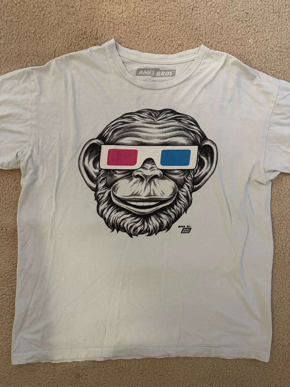 Ames Bros. Party Monkey Graphic Tee with 3D Glasses Men’s L
